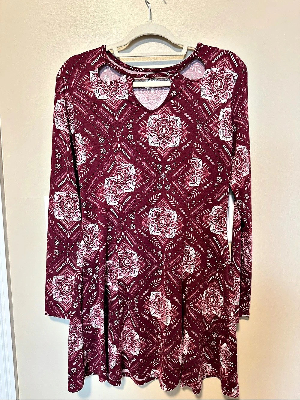 Mudd Long Sleeve Printed Mini Dress
